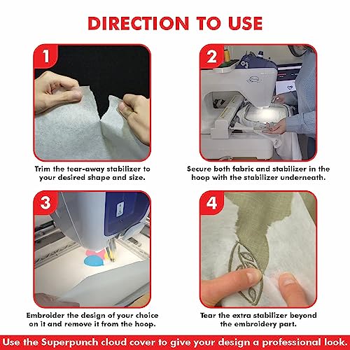 Superpunch Tear Away Embroidery Stabilizer, 1.5 oz, White, 7.5 x 8 in - color: White, size: 7.5 inch x 8 inch, 500 Precut Sheets