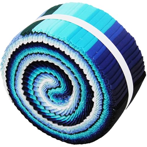 Threadart Blue Shades Jelly Roll - 40 Precut 2.5" Cotton Strips - color: Blue Solids