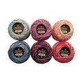 WonderFil Eleganza Size 8 Perle Cotton Embroidery Thread ''Playdate'' Sampler Set - 6 Variegated Colors, 42 Yards Each Blues and Teals