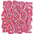 50 Pcs Iron on Numbers Patches for Fabric Tote Bags Hats Clothing Pink - color: Pink, size: Numbers Only