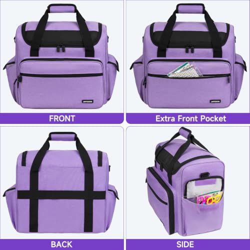 Craft Bag for Scrapbook Supplies, Large Scrapbook Tote with 15.6'' Laptop Sleeve, Art Supply Storage Bag with Multiple Pockets for Scrapbooking Tools, Purple - color: Purple, size: Without Trolley