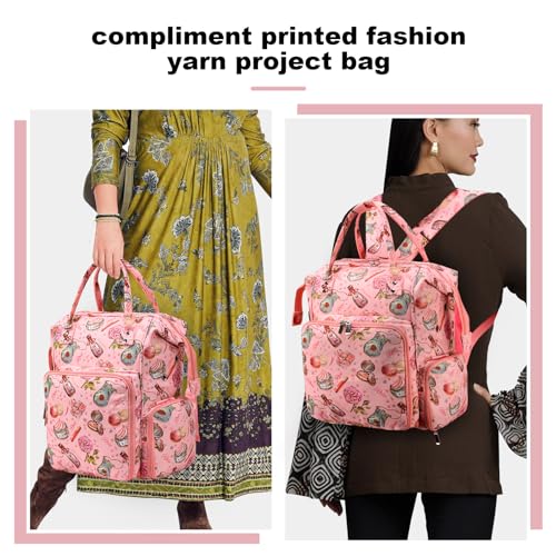 crochet bag,knitting bagBackpack and Tote Bag Storage Bag ，Large capacityYarn Storage Organizer Travel Crochet Bag Women Carrying Crochet Accessories Knitting Needles Crochet - color: PINK