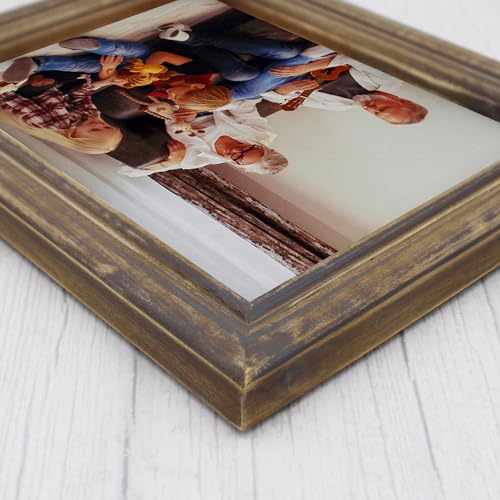 CVHOMEDECO. 8x6 Picture Frame Made of Solid Wood High Definition Glass Rustic Antique Designs Small Photo Frame for Tabletop Display and Wall Mounting, Distress Brown - color: Distress Brown B, size: 6" X 8"
