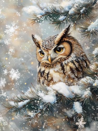 Moohue 14CT Counted Cross Stitch Kits for Adults Printed Stamped Cross Stitch Patterns Kits Cross Stitch Supplies (Winter Animal Owl) - color: Winter Animal Owl