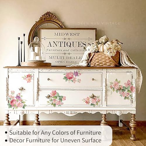 Floral Rub on Transfer for Furniture Wood Glass DIY - color: Sping Pink Peony