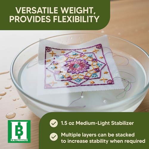 HBI Wash Away Water Soluble Embroidery Stabilizer Roll, 10 in x 25 yd - size: 10" x 25 Yds