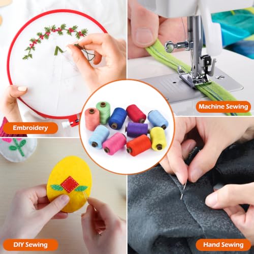 24 Pcs Sewing Thread Kit, 1000 Yards Each Spool 402 Polyester Thread with Sewing Needle & Threader, Sewing Threads for Sewing Machine, Hand Stitching, Embroidery - color: 24colorful