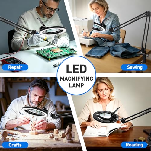 KIRKAS Magnifying Glass with Light, 2,200 Lumens Magnifying Lamp 12X - color: Black
