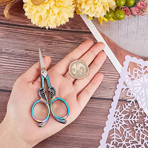 SUNNYCLUE 1Pc Small Embroidery Sewing Scissors Detail Shears Vintage Sharp Tip Scissor Stainless Steel Scissors for Cutting Fabric Craft Knitting Threading Needlework Artwork Handicraft DIY Tool - color: Rainbow Color-1pc-butterfly Sewing Scissors