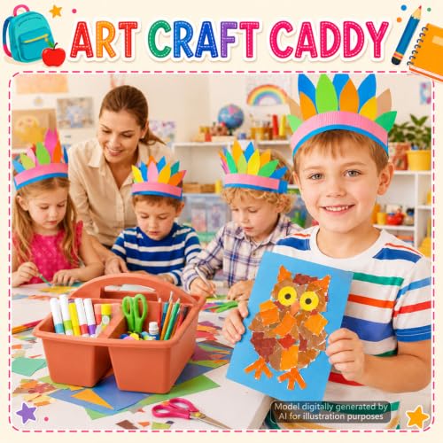 6 Pack Plastic Classroom Organizer Caddy with Handle, Boho Earthy - color: Boho Earthy