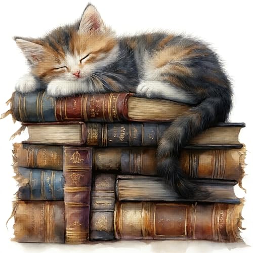 KYOQFVN Cat Counted Stamped Cross Stitch Kits for Adults, 11 CT Stamping Cross Stitch Kit, Animal Needlepoint Cross-Stitch Patterns Dimensions for Home Decor 14×14 Inch - color: SZXMAO-US