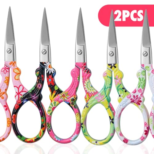 Sewing Embroidery Scissors,2PCS Sewing Craft Scissors,Red+White - color: Red+white