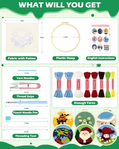 FIVEIZERO Yarn Punch Needle Craft Kit for Beginner,Highland Cattle Pattern2 - color: Caw