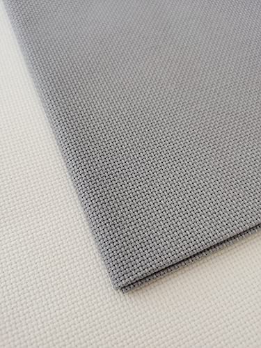 KCS 12" x 59" 18CT Counted Cotton Aida Cloth Cross Stitch Fabric (Light Steel Grey) - color: Light Steel Grey