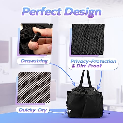 famichan Mesh Shower Caddy Portable, Dorm Room Essentials for College Students, Large Capacity with 8 Pockets Shower Bag for Camping,Swimming,Gym,Travel - color: BLACK Oxford