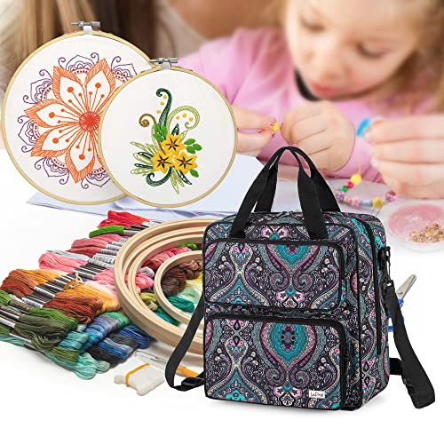 LoDrid Embroidery Storage Bag, Portable Embroidery Project Carry Case,Totem