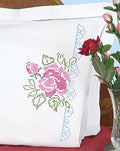 Jack Dempsey Stamped Pillowcases with White Perle Edge, 2-Pack