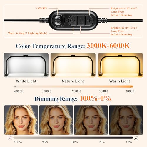 Half Moon Nail Light for Desk with 5X Magnifier & Phone Holder - color: Black