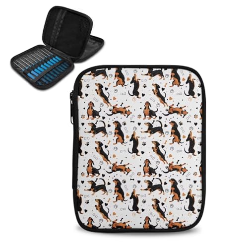 Kathyboom Empty Crochet Hook Case - Dachshund Crochet Hook Organizer Case Stand Up-Corchet Organizer - Crochet Hook Holder for Crochet Needles, Crochet Accessories - color: Dachshund