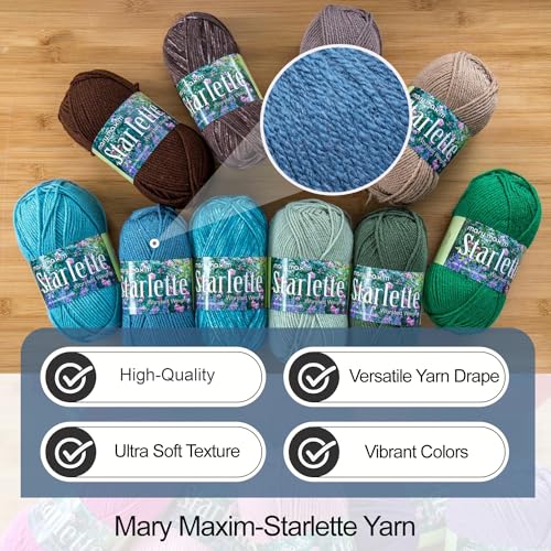 Mary Maxim Starlette Yarn, Soft Acrylic Yarn, 3.5 OZ, 180 Yards, Denim - color: Denim