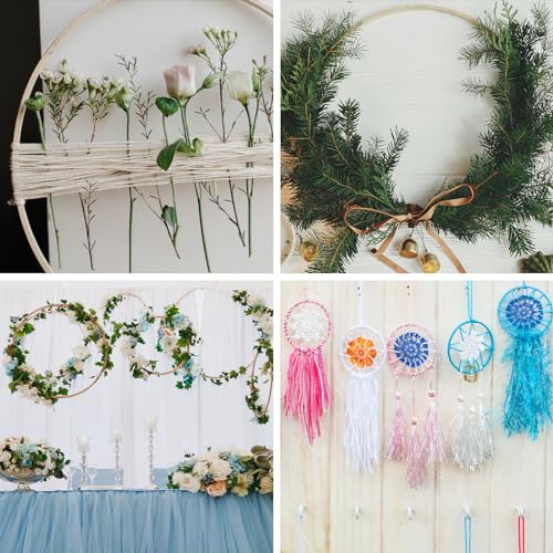 PATIKIL 9 Inch Bamboo Macrame Hoop, 10Pcs Wood Floral Hoop Craft Rings for DIY Craft Dream Catcher Wedding Wreath Decor Wall Hanging Decorations - size: 9 Inch