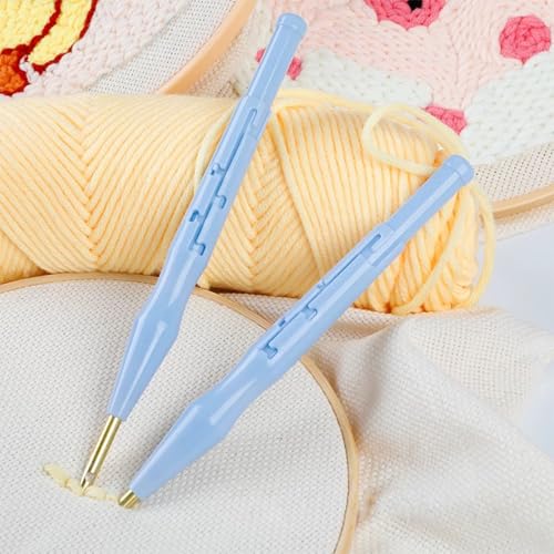 Woohome Punch Needle Kit Included Plastic Hoops, Punch Needle Cloth, Color Yarn and Punch Needle Tools for Adults, Beginners (18PCS Starter Kits) - color: Color 1