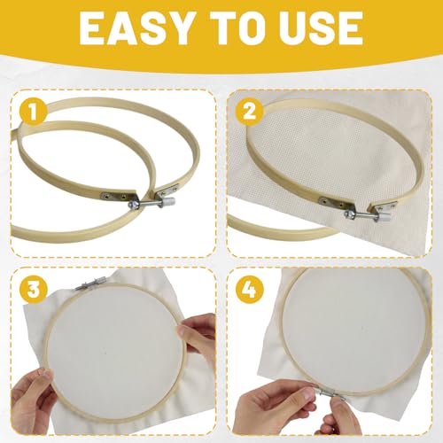 2 PCS Embroidery Hoops, 4" and 6" Bamboo Cross Stitch Hoops Set Adjustable Frame Hoop for Embroidery, Cross Stitch, Art Craft Sewing, and DIY Decoration