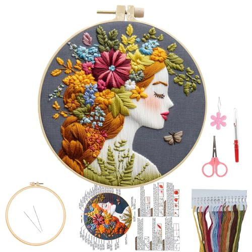 3 Packs Embroidery Kit for Adults, Embroidery for Beginners (Girl-1) - color: Girl-1