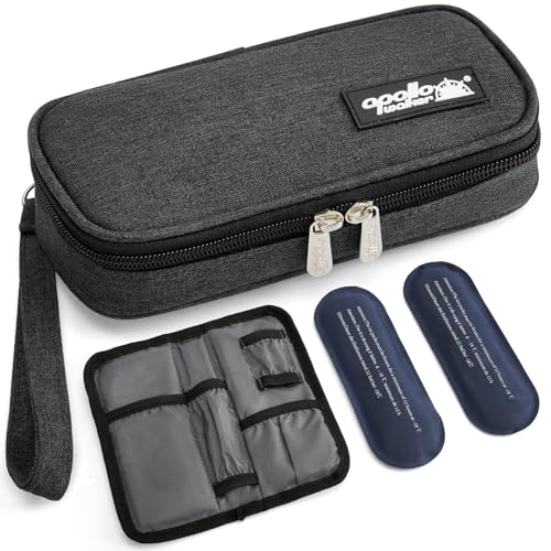 apollo walker Insulin Cooler Travel Case with Ice Packs and Insulation - color: Black, size: Small