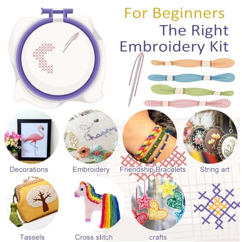 Friendship Bracelet String 500 Skeins Rainbow Color Embroidery Floss Cross Stitch Embroidery Thread Cotton Floss Bracelet Yarn, Craft Floss(Classic Color)（50skeins x10 Pack） - color: vibrant rainbow color, size: 10 Pack