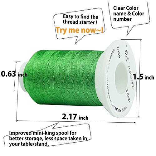 Simthread 63 Colors Polyester Embroidery Machine Thread Kit - color: 63 Colors