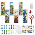 FREEBLOSS 6 Set Cross Stitch Bookmark Kit Dinosaur Scene 8"*2.4" 11CT - style: Dragon Scenery