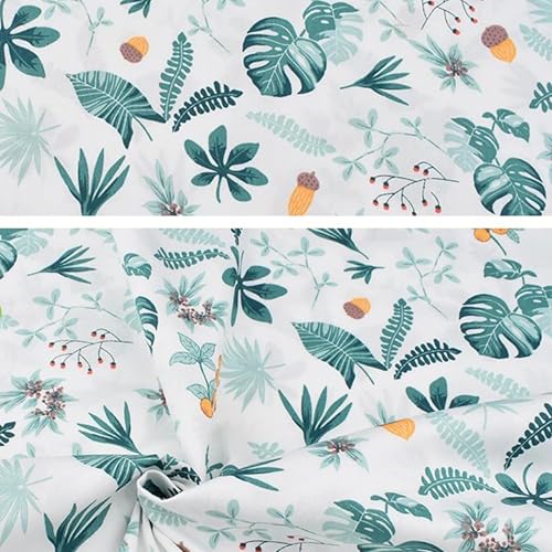 7pcs Green Floral Solid Printed 100% Cotton Quilting Fabric Fat Quarters Bundles 18 x 22 inch - Soft Cotton Squares for Quilting, Accessories, Upholstery, Crafts, and Quilt - color: Green