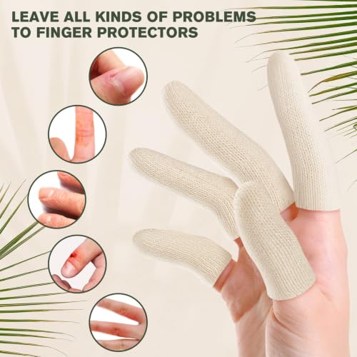 Evridwear Cotton Finger Cots Cotton Cushion 20PCS for Cracked Skin, Eczema, Calluses, Moisture Wicking, Finger Protection for Men & Women (3 Packs Long, 3") - size: 3 Packs Long