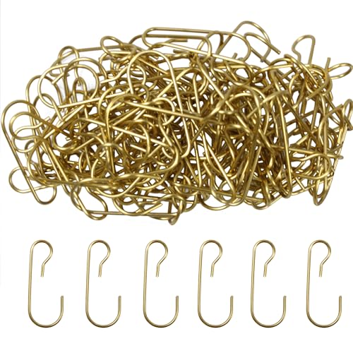 120PCS 1.18Inch Christmas Ornament Metal Hooks, Golden Bendable Hanging Hook for Christmas Tree Decoration, Party, Festival Activity, Holiday - style: Golden-Conventional style