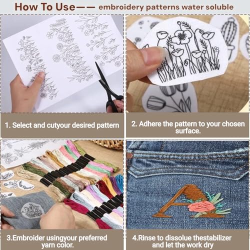 2026 Upgraded Embroidery Stitch Book & Complete Kit for Beginners | Includes Embroidery Hoop,86 Tools,65 Water-Soluble Patterns & 106 Stitches With Guides,Portable Craft Set for Adults & DIY Lovers