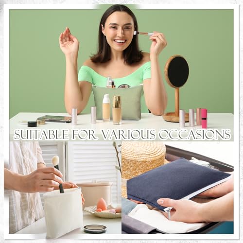 Reginary 10 Pcs Canvas Makeup Bags Bulk Blank Cosmetic Bags,Earthy Tones - color: Earthy Tones