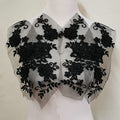 2 Pair 29x13cm Red/Pink/Purple/Sky Blue Wedding Dress Lace Shirt Accessories Embroidery Lace Garment Design DIY Accessories (Black) - color: black