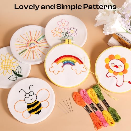 Pllieay 6PCS Embroidery Kit for Beginners, Needlepoint Kits for Beginners - style: Flowers
