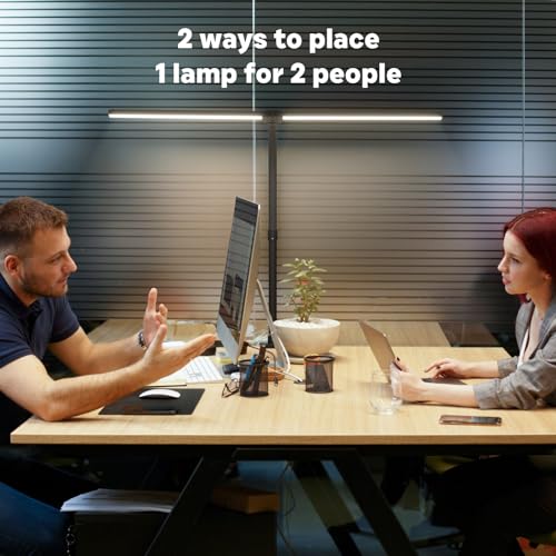 LED Desk Lamp for Home Office, 24W Computer Desk Light with Remote Control, Bright Table Lamp with Clamp Dimmable Tall Desktop Lighting with Bendable Gooseneck, Double Head, Black - color: Black with Clamp