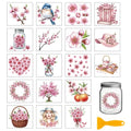 GLOBLELAND 18 Sheets Peach Blossom Flower Transfer Stickers 3.9x3.6inch - style: Peach Blossom