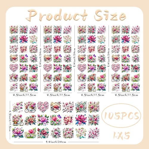 UV DTF Stickers 105 Pcs Magnolia UV DTF Cup Wrap for Glass - style: Spring Magnolia