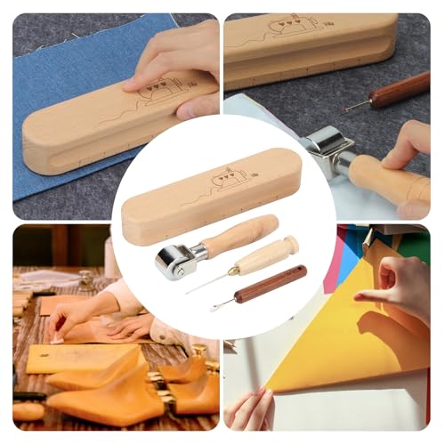 FMTYAOIU 4 Pcs Wooden Sewing Quilting Tools Include Tailor Clapper,Seam Roller,Stiletto,Seam Rippers for Flattening Fabrics and Point Pressing, Wooden Tailors for Ironing