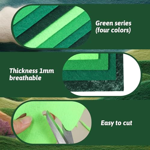 Green Felt Sheets, 16 Pieces Green Felt Fabric Sheets