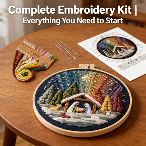 Christmas Nativity Embroidery Kit, Cross Stitch Kit for Adults DIY Craft - color: shengjing-3