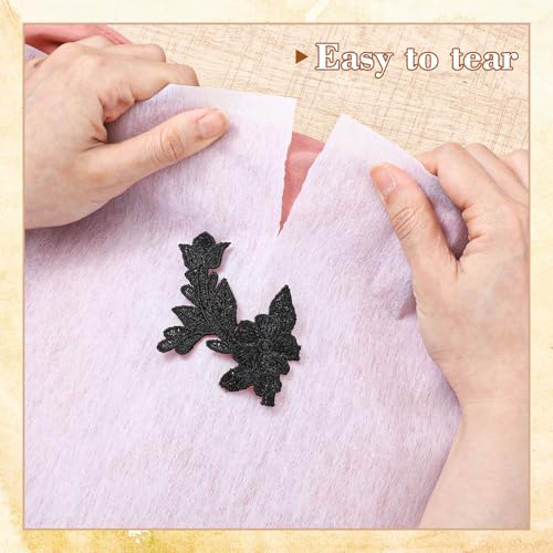 2 Pcs Tear Away Machine Embroidery Stabilizer 12" x 50 Yd Rolls - Medium Weight 1.8 Oz Embroidery Backing for Clothes - Cut into Variable Sizes for Machine & Hand Sewing