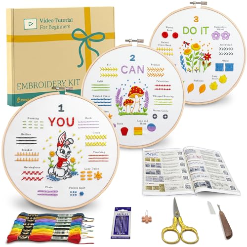 Bradove Beginner Embroidery Kit for Adults and Kids - color: Stitches Practice