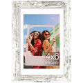 Vittanly 4x6 picture frame, Matted for 3.5x5 Photos, Distressed White - color: Distressed White, size: 4x6