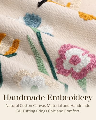Embroidered Throw Pillow Cover 18x18 Inch, Flower Bird - color: Flower Bird, size: 18" x 18" (Pack of 1)
