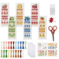 FREEBLOSS 6pcs Fruit Cake Cross Stitch Bookmark Kit 11CT Stamped Cross Stitch Kit DIY Embroidery Bookmarks Set with Felts Backing Instructions for Adult Beginners 8"x2.4" - style: Cake cutting surface